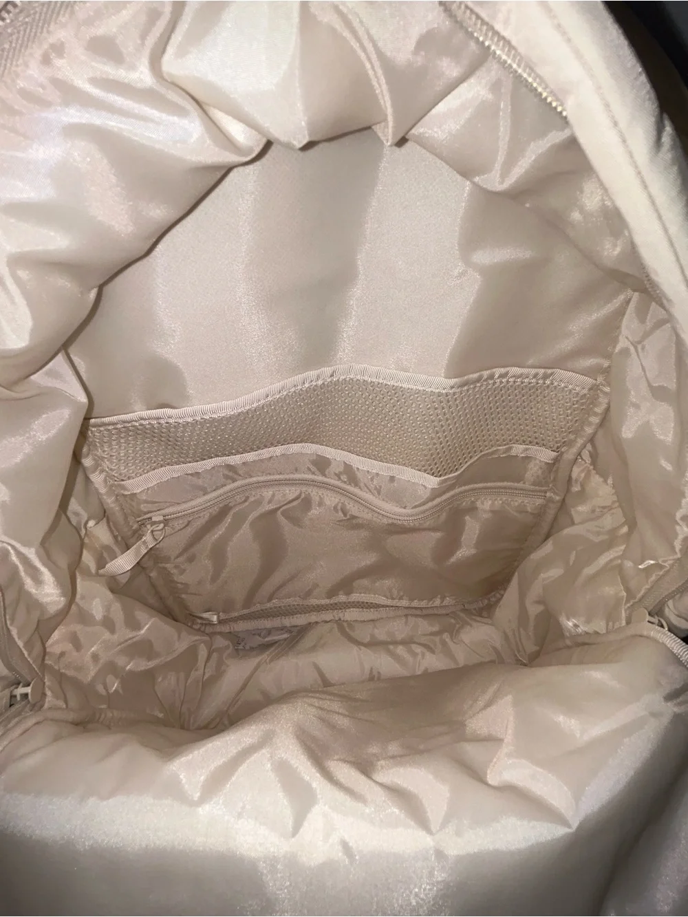 NWT Victoria’s Secret pink quilted puffer backpack in ivory